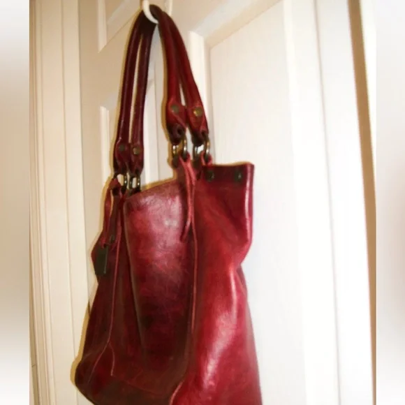 Frye Red Leather Tote Bag - Picture 4 of 12